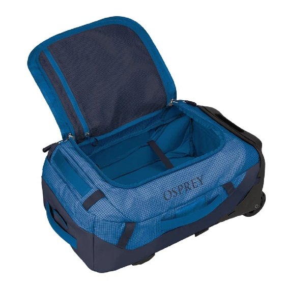 detail Transporter wheeled duffel 40, blue flame, Osprey cestovní zavazadlo